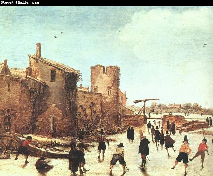 Esaias Van de Velde Skaters on the Moat by the Walls